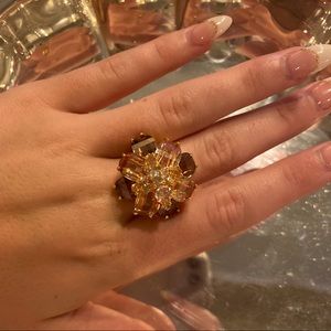 Vintage purple and pink flower ring